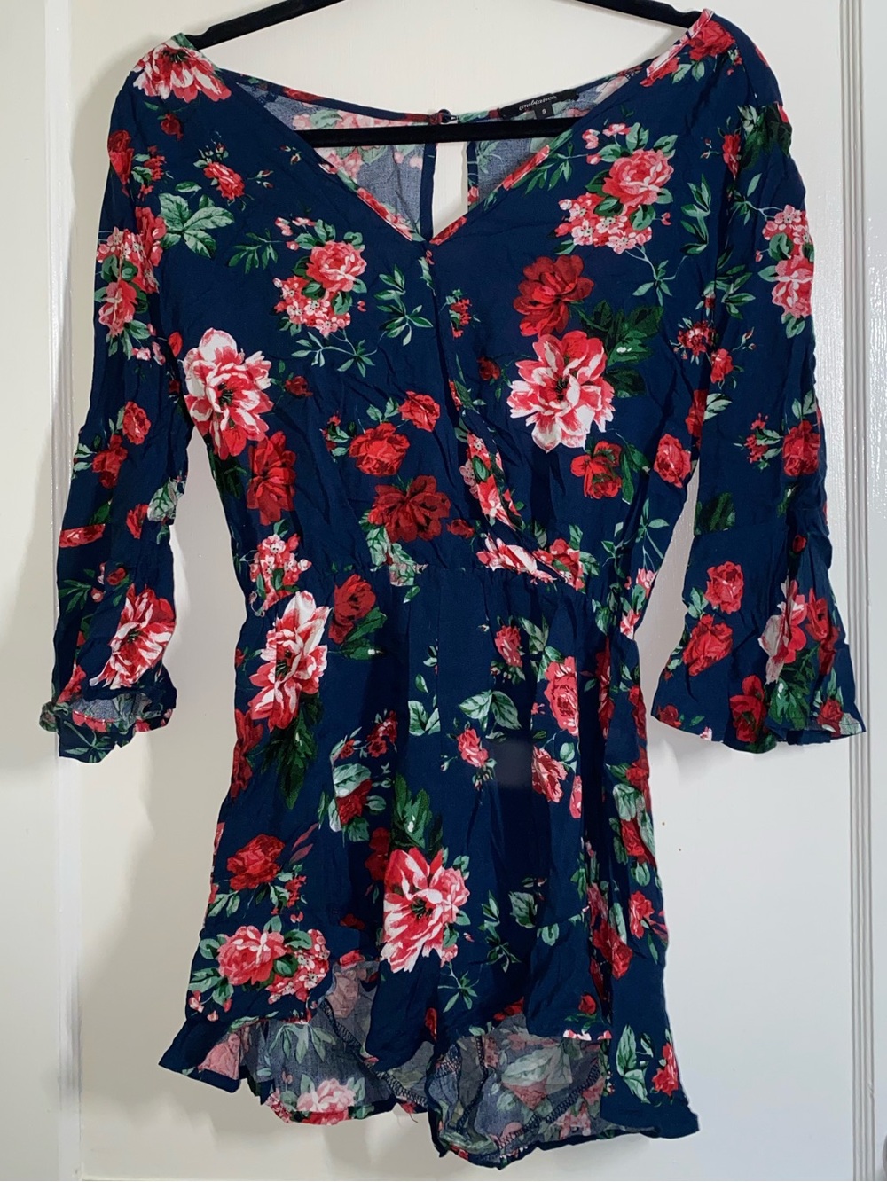 Ambiance Navy Floral Wrap Romper